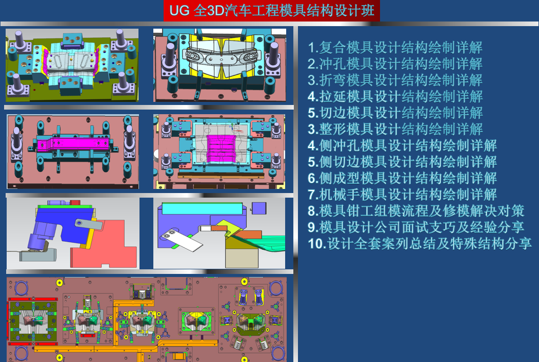 UG 全3D汽车工程模具结构设计初级班