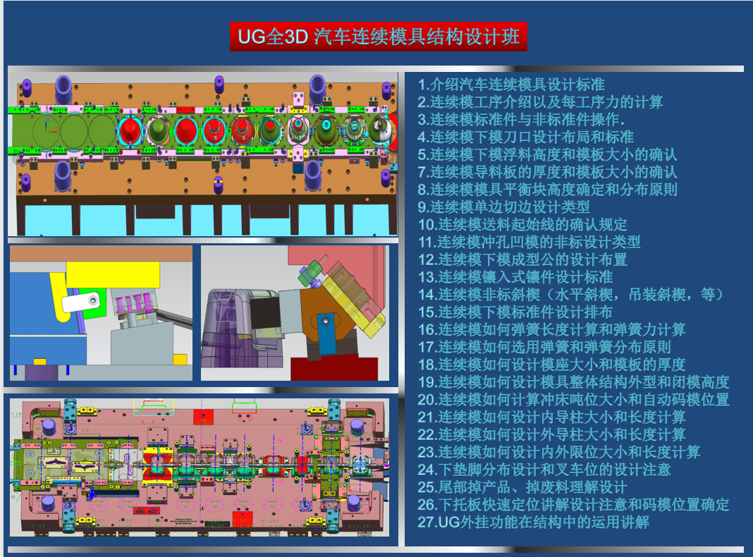 UG全3D 汽车连续模具结构设计班